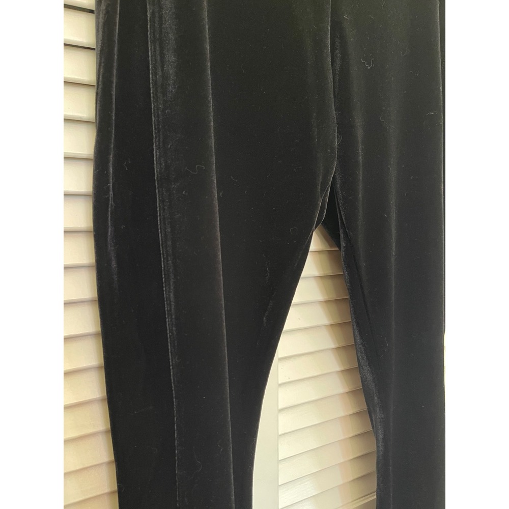 Lysse Black Velvet Pants XL Pull On Straight Leg Tummy Control Holiday Party - Picture 2 of 4